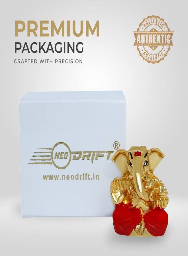 Neodrift تمثال غانيش من نيودريفت للوحة القيادة في السيارة (مطلي بالذهب عيار 24 قيراطًا والفضة عيار 999، بلونين: ذهبي وفضي) (موديل ND06) - حسّن تجربة قيادتك - Image 5